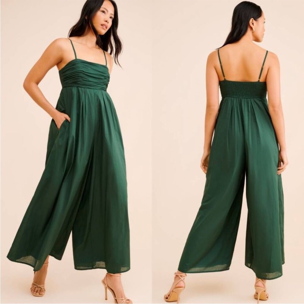 Anthropologie Hutch‎ The Mabel Square-Neck Wide-Leg Jumpsuit Forest Green Small
